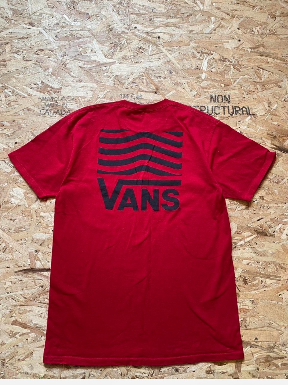 Vans Red Short Sleeve Tee with Black Wave Logo